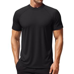 MAGCOMSEN Men's Rash Guard Swim Shirts UPF 50+ Sun Protection Quick Dry Fishing Water Shirts (XX-Large, Black)