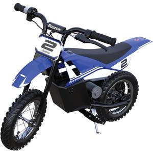 Razor MX125 Dirt Rocket Electric-Powered Bike with Authentic Motocross Geometry, Rear-Wheel Drive,100-watt, high-Torque, Chain-Driven Motor, for Kids 7+, Blue, Large