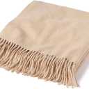 State Cashmere Home Throw Blanket with Decorative Fringe 100% Pure Cashmere Ultra Soft Accent Blanket for Couch, Sofa & Bed (Camel, 60"x50") (One Size)