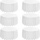 10 Pack Round Tablecloths - 120 Inch, White Polyester Table Cover for Round Table, Stain and Wrinkle Resistant Washable Fabric Table Cloth, Polyester Tablecloth for Wedding Banquet Parties