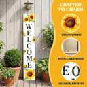Vertical Wooden Sunflower Welcome Porch Sign,Rustic Summer Porch Standing Sign,Decorative Plaques for Front Door,Farmhouse Style Outdoor Welcome Decoration-47.2"H.