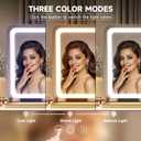 Hasipu Vanity Mirror with Lights, 31.5" x 20" LED Makeup Mirror, Lighted Makeup Mirror with Dimmable 3 Modes, Touch Screen Control Vanity Mirror Round Gold