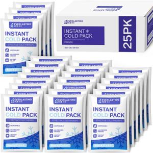 25 Pack - Instant Cold Packs - Instant Ice Packs for Injuries | Disposable Cold Compress Ice Pack for Pain Relief, Swelling, Inflammation, Sprains, Toothache - Cold Pack for Athletes