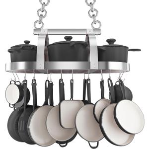 KES Hanging Pot Rack Ceiling Mount, Pot and Pan Rack, Pot Hanger, Kitchen Storage, Pot Rack Organizer with 20 S Hooks, Chrome, KUR221S85-CH (34")
