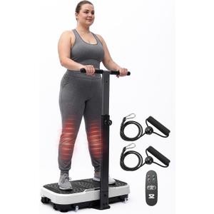 SQUATZ Vibration Plate Exercise Machine with Handlebar, Vibration Plate with Handles, 1-99 Speed Levels, 10 Preset Programs, Low-Impact Home Fitness Platform with Remote, Portable Design