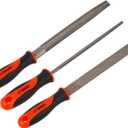3-Piece 8-Inch Professional File Set, High Carbon Steel Metal Files with Flat/Half-Round/Round Shapes, Ideal for Metal, Wood, Plastic & DIY Projects