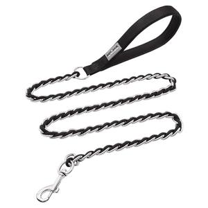 3 Pcs Chain Dog Leash Chew Proof Metal Leash for Medium Large Dogs, Chain Link Dog Anti Chew 5.2FT / 4FT Strong Anti Bite Comfortable Soft Padded Handle (Black, 5FT(80-150lb))