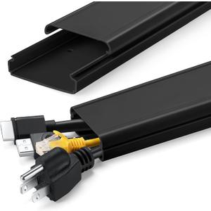 ZhiYo TV Cord Hider for Wall Mounted TV 34in(2X L17in), Large Cord Cover Wall, PVC Cable Management Raceway Kit, Wire Hider for Wall, Black Wire Concealer, W2in x H0.7in