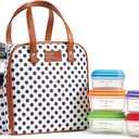 Fit & Fresh Lunch Bag For Women, Insulated Womens Lunch Bag For Work, Leakproof & Stain-Resistant Large Lunch Box For Women With Containers and Bottle, Zipper Closure Wichita Bag White Dot