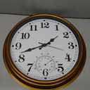 16 Inch Large Outdoor Clock Retro Waterproof Clock Non-Ticking Indoor/Outdoor Wall Clock with Thermometer, Battery Operated for Pool, Patio, Garden, Bronze