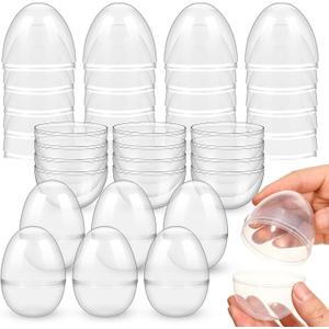 36 Pieces Fillable Plastic Eggs - Bulk Easter Toy for Filling Candy, Party Favor, Basket Stuffers, Crafts (Clear)