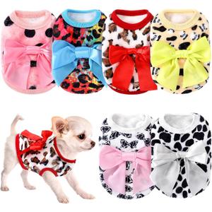 6 Pieces Dog Sweaters for Small Dogs Girls Winter Puppy Clothes Female Fleece Warm Thick Outfit Pet Small Doggie Clothes for Yorkie Chihuahua (S)