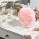 Teenitor Powder Puff 5.5" Extra Large Powder Puff and Container, Dusting Powder Container with Puff, Glass Crystal Powder Container for Body Powder Puff Pink