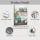 XLMDYYSW Teal Bathroom Wall Art Funny Bathroom Sign Canvas Pictures Farmhouse Flower Poster Prints Rustic Bathroom Painting for Toilet Decor Framed (Teal, 16.00" x 24.00")