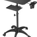 Salon Tray Cart with Storage Platform, Aluminum Tattoo Tray with Wheels Trolley Adjustable Height, Salon Tray Equipment Service Instrument Storage Tray Accessory for Salon & Spa Use, Black