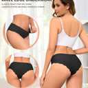 Sexy Seamless Underwear Wave Edge No Show Bikini Panties V-waist Ice Silk Hipster Lady Cheeky Invisibles Briefs 6 Pack (Large)