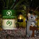 Solar Cat Outdoor Garden Lights Solar Powered Lantern Resin Statue for Outside Balcony Garden Decor Gift for Grandma Women 18 * 5.58 * 9 inch (Gray Lantern Cat)