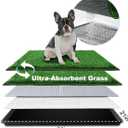 HQ4US 4LEGS Dog Grass Pad with Tray Medium 3121, Dog Litter Box with Odor Free Artificial Grass Pee Pads for Dogs Potty Tray with Hemmed Edge, Realistic for Indoor Balcony