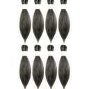 Salt and Pepper Braiding Hair 12 Inch Pre Stretched Hair Short Straight Crochet Braids Yaki Texture Synthetic Fiber 8 Packs (Salt and Pepper)