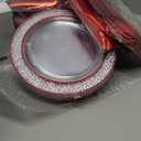 Ciaell 150 PCS Red Plastic Plates  Clear Hammered Disposable Plates with Red Rim include 50Plates, 25Forks, 25Knives, 25Spoons, 25Cups for Wedding & Party & Anniversary