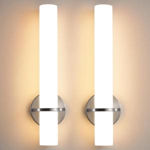 AIJIASI Brushed Nickel Bathroom Sconces Wall Lighting 18W LED Dimmable Vanity Light Fixture, 3000K Modern Wall Light Fixtures Indoor Wall Lamps for Bedroom Living Room Mirror Hallway Porch 18 inch, 18in-2pcs