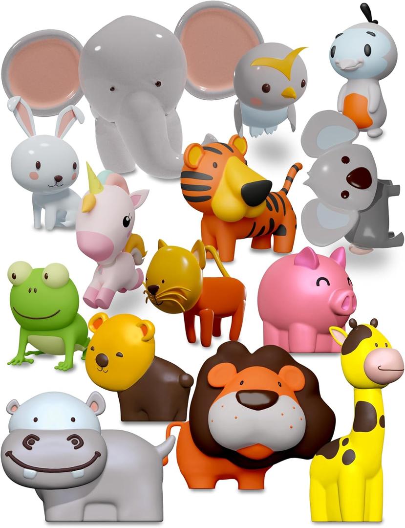 SplashEZ Mold Free Animals Bath Toys, No Hole Bath Toys for Toddlers, Bathtub 14 Animals Set for Kids, No Mold Floating Water Animals Set for Pool, BPA-Free Safe Fun, Infant Babies Ages 1 3 6 12 18 Month