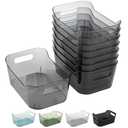 Tiawudi 8 Pack Plastic Storage Bins, Clear Pantry Organizers and Storage Containers, Multi-Use Organizer Bins for Kitchen, Bathroom, Office, Shelf, Fridge, Home Edit and Cabinet Organizers