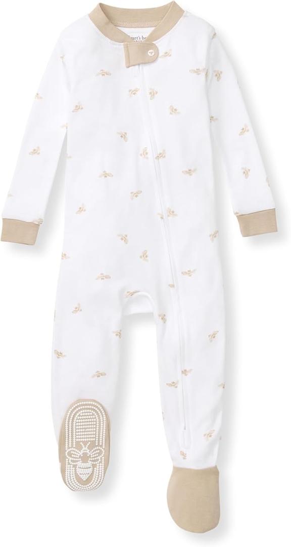 Burt's Bees Baby baby-boys Sleeper Pjs, 100% Organic Cotton, One-piece Footie, Zip Up Jumpsuit, Snug Fit Pajamas, Size: 24 Months, Color: Golden Bee