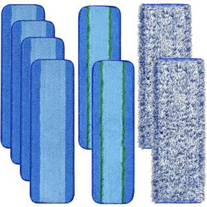 8 Pack Microfiber Cleaning Pad for Bona Mop Hardwood & Hard Surface Floors Dry and Wet Floor Cleaning - Includes 4 Microfiber Cleaning Pad, 2 Deep Clean Pads and 2 Dusting Pad - Dual Zone Cleaning