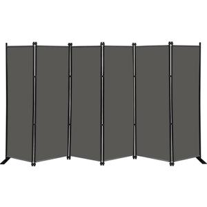 MAYOLIAH 6 Panel Folding Privacy Screen 9ft Wide, 6ft Tall Partition Room Divider Portable Office Walls Dividers Room Separator, Grey