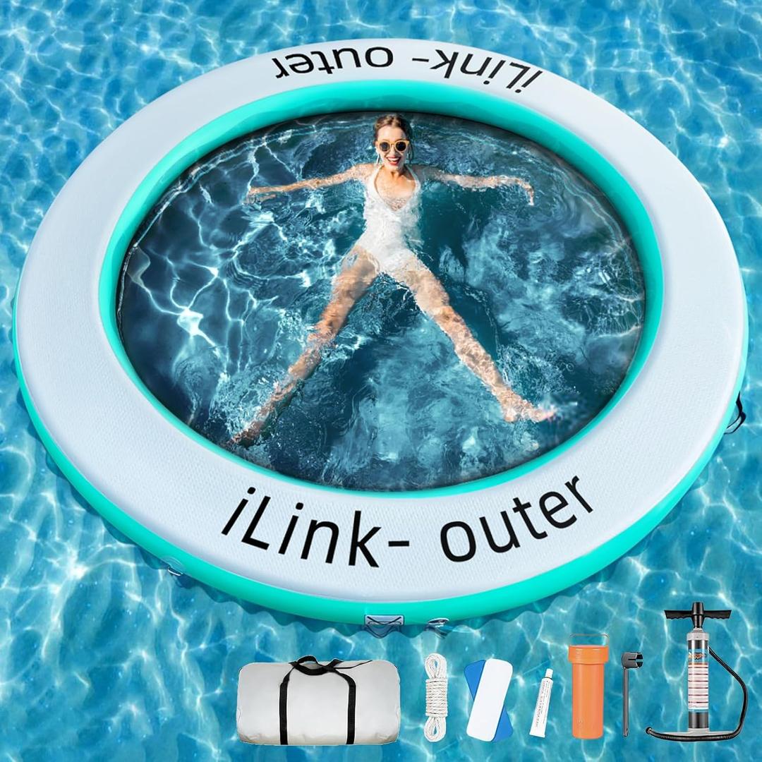 Round Floating Ring,Inflatable Floating Water Hammock,Round Floating Ring for Lakes, Inflatable Raft Platform for Pool and Lake