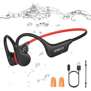 IFECCO Waterproof Headphones for Swimming - Bone Conduction Headphones Swimming Bluetooth 6.0,IP68 Waterproof Earbuds Underwater,Open Ear Earbuds with 8G MP3 for Swim Cycling Running