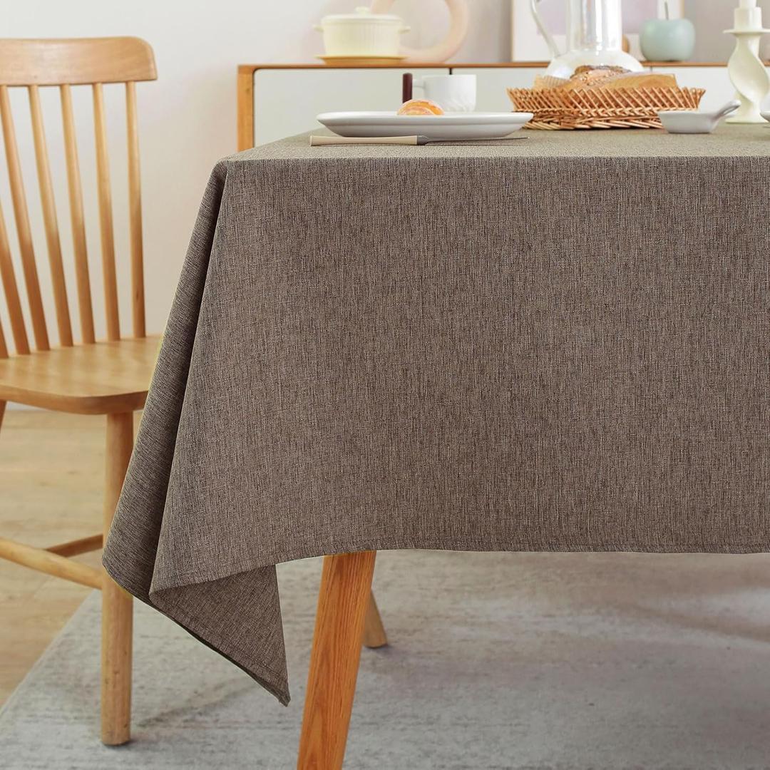 Laolitou Table Cloth Rectangle Linen Waterproof Textured Coffee Tablecloth, Washable Wrinkle Free Spill Proof Fabric Tablecloths for Dining Table Farmhouse Kitchen Holiday, 52x70 Inch