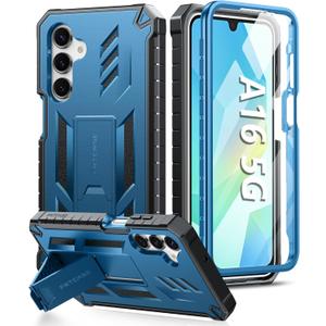 FNTCASE for Samsung Galaxy A16-5G Case: Military Grade Drop Proof Protection Mobile Cover with Kickstand | Matte Textured Rugged Shockproof TPU | Protective Sturdy Phone Case(Blue)