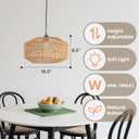 Farmhouse Chandelier Light Fixture, Rattan Boho Chandeliers, Hand Woven Pendant Light with Height Adjustable, Rustic Hanging Lighting for Living/Dining Room, Kitchen Island, Bedroom (Large), 1 Pack