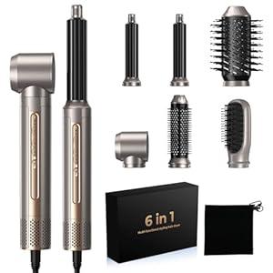 Hair Dryer Brush, Blow Dryer Brush with attachments 110000 RPM Curly Twist 6 in 1 Multistyler, Professional Ionic Hair Styling Tool, Left&Right Auto Air Curler, Volumizer with its Compact Size