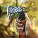 Custom Handmade Carbon Steel Real Viking Axe Hatchet,Camping Axe, Birthday Gift for him, Leather Wrapped Handle and Leather Sheath ((FM-21))