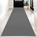 KOZYFLY Boho Runners for Hallways 3x12 ft Washable Hall Carpet Runner Rubber Backed Kitchen Rug Dark Grey Cotton Entryway Runner Indoor Floor Carpet for Hall Kitchen Entryway (3' x 12' (Runner), Grey/Dark Grey)