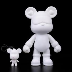 DIY Fluid Bear + Keychain Painting Set, Teddy Bear Figure for Creative Fluid Art and Home Decoration (9 Inch, Blank Mold)