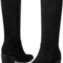 Women's Knee High Boots Suede Square Toe Chunky Heel Fall Winter Tall Boots With Side Zipper (6)