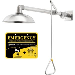 CGOLDENWALL Emergency Shower Safety Shower Station Horizontal Mount Drench Head, Can Match with Eye Wash Station, NPT thread, 304 Stainless Steel