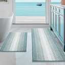 BSICPRO Bathroom Rugs and Mats Sets, 2 Piece Thick Absorbent Chenille Non Slip, Soft Shaggy Floor Mats, Machine Washable (Sea Green, 20" x 47" Plus 16" x 24")