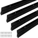 Frienda 4 Set Door Brush Bottom Sweep Brush Weather Stripping Aluminum Door Seal with Screws for Gaps up to 1 Inch, for Home, Commercial Gate, Fill Gaps Dust, Debris (1 x 36 Inch,Black)