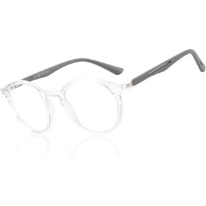 BLUEMOKY Reading Glasses for Men and Women: Blue Light Round Classic Eyeglasses - Computer Readers Glasses (C02 Clear / Grey)