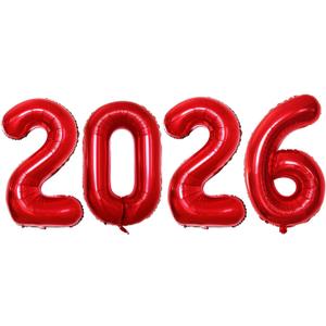 GOER 42 Inch 2026 Red Foil Number Balloons for 2026 New Year Eve Festival Party Supplies Graduation Decorations