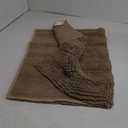 H.VERSAILTEX Bath Mats for Bathroom Non Slip Extra Thick Chenille Striped Bath Rug 24" x 36" Absorbent Non Skid Fluffy Soft Shaggy Rugs Washable Plush Mats for Indoor, Bath Room, Tub - Taupe Brown