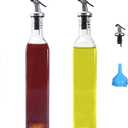 GLLBTPT [2 PACK] Clear Glass Olive Oil Dispenser Bottle Set-17oz/500ml Clear Oil & Vinegar Cruet Bottle with Funnel and Labels