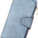 CLUCI Wallet For Women PU Leather RFID Blocking Womens Wallet Bifold Card Holder with ID Window Gifts for Women Birthday | RFID Blocking, Designer, Trifold, Card Holder, ID Window (2 Two-toned Blue)