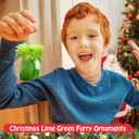 Soulchen 24 Pcs Lime Green Christmas Flat Ball Ornaments 2.36 Inch Green Flat Ball with Fuzzy Hair Hanging Ornament for Xmas Christmas Trees Fireplace Decorations, DIY Crafts