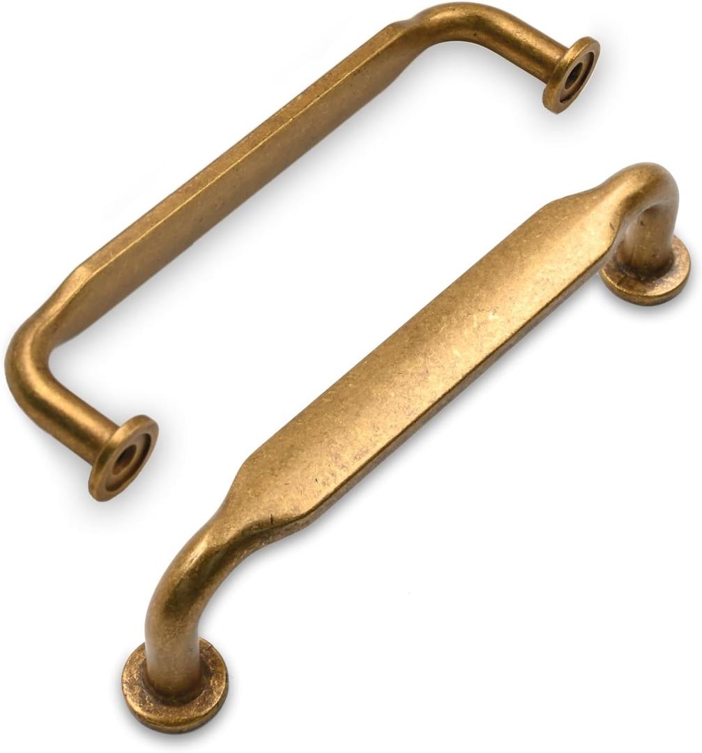 10 Pack Antique Brass Cabinet Pulls 3 Inch(76mm) Hole Centers Kitchen Cabinet Handles Solid Zinc Alloy Cabinet Hardware Kitchen Cabinet Handles for Bathroom Dresser Pulls